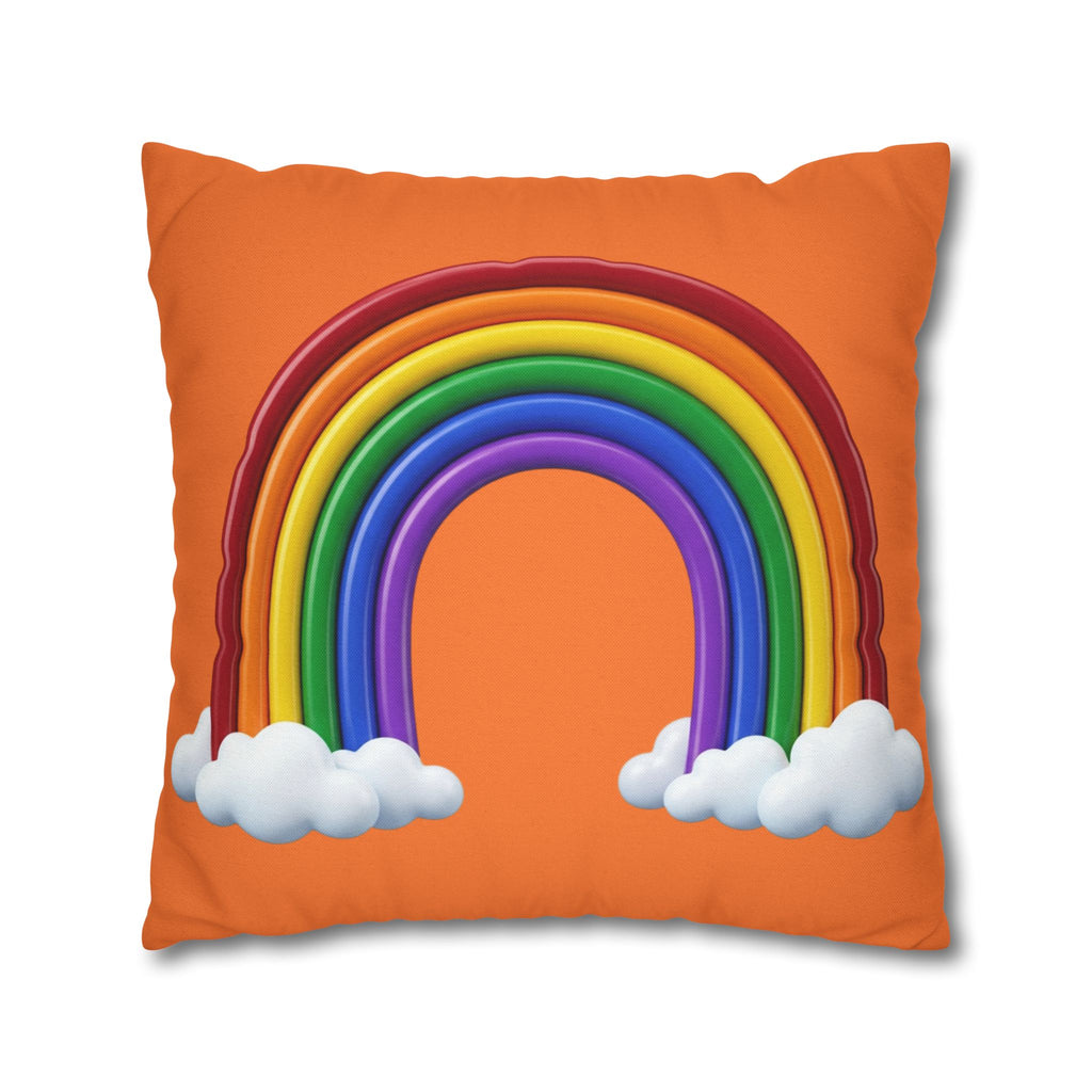 Rainbow Orange Spun Polyester Square Pillowcase
