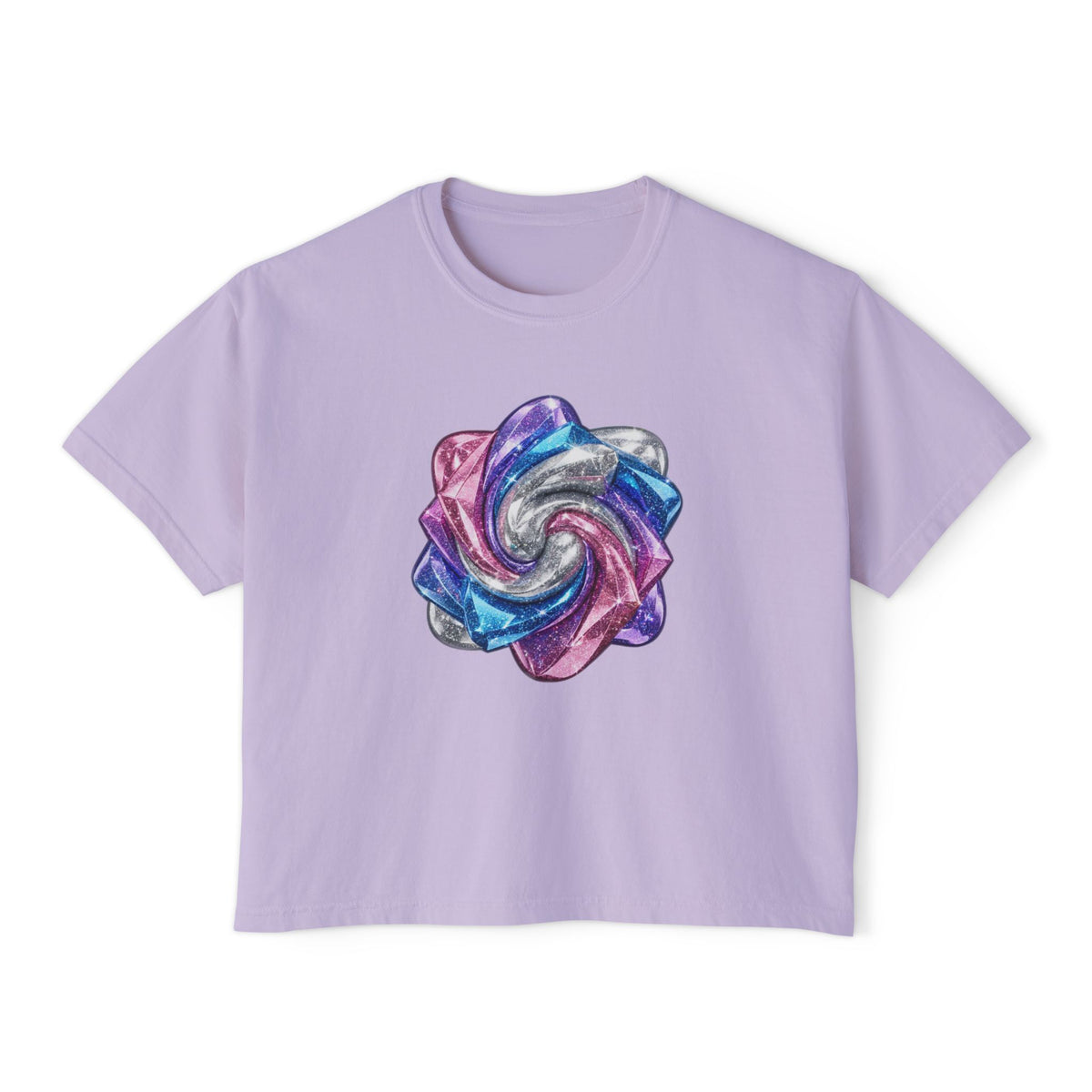 3D Glitter Design Women's Boxy Tee