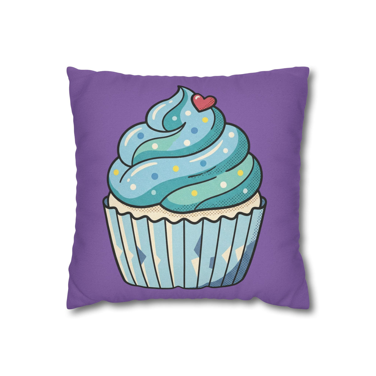 Cupcake Throw Pillow - Cute Blue Frosting Decorative Cushion for Kids’ Rooms, Nurseries & Baker Gift- Light Purple
