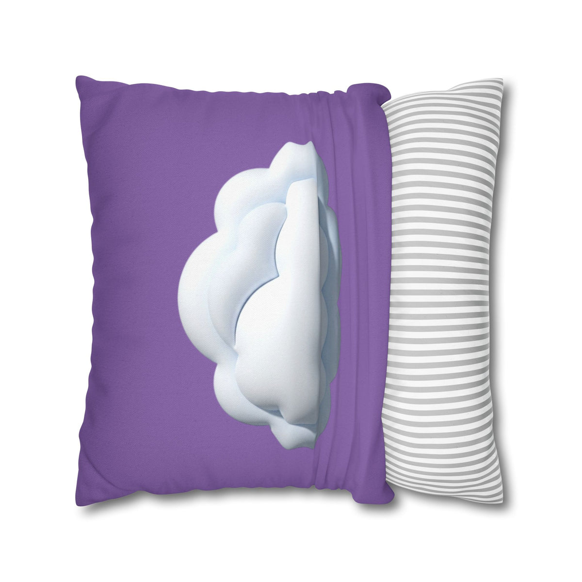 Cloud Graphic Pillowcase — Light Purple Decorative Square Throw Pillow