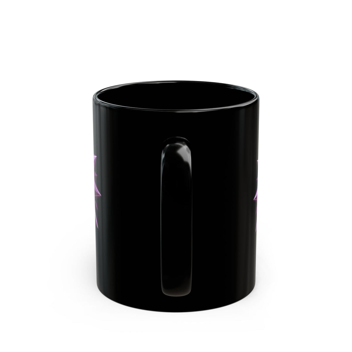 Purple Geometric Starburst Black Mug — 11oz & 15oz Ceramic Coffee Cup