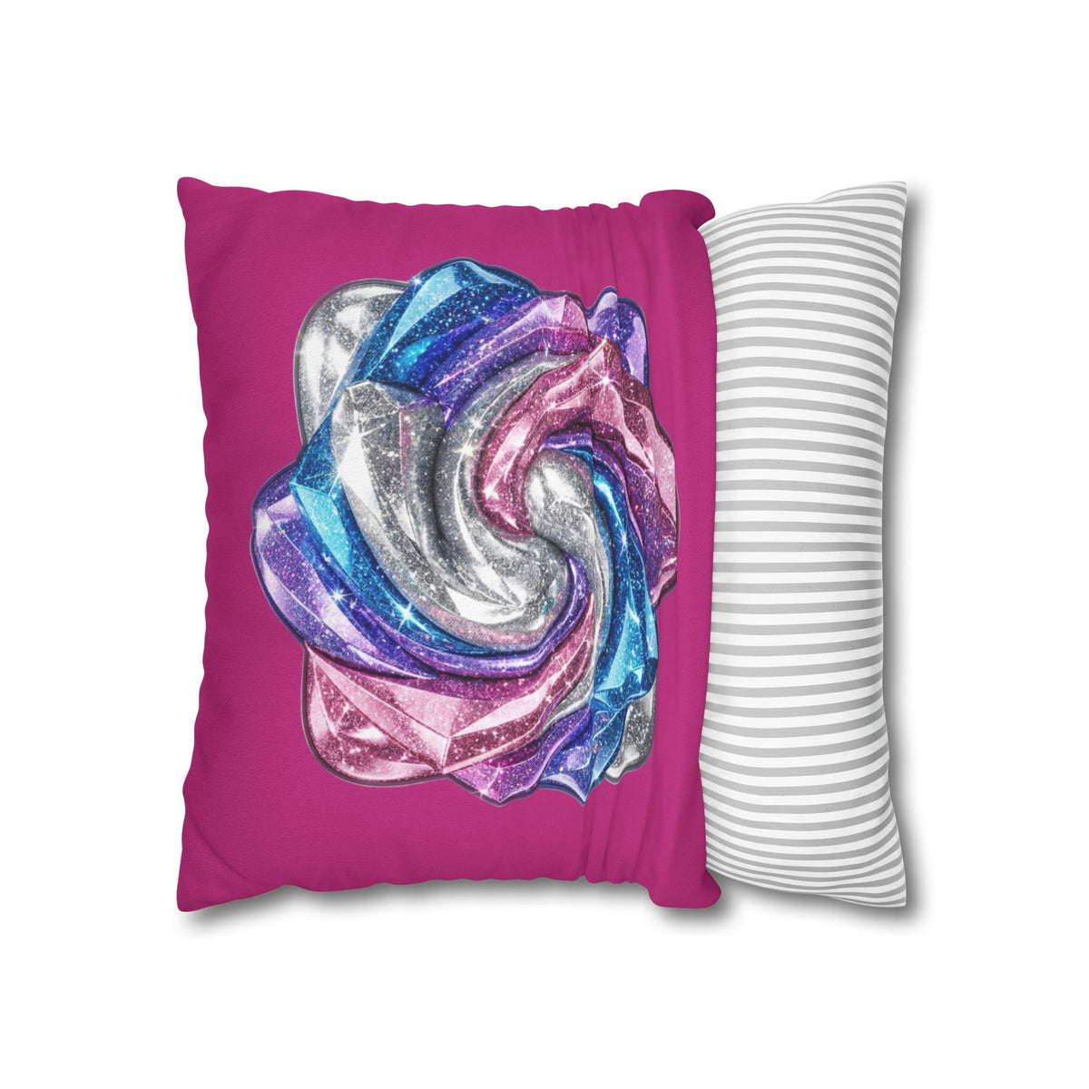 3D Glitter Design Magenta Spun Polyester Square Pillowcase