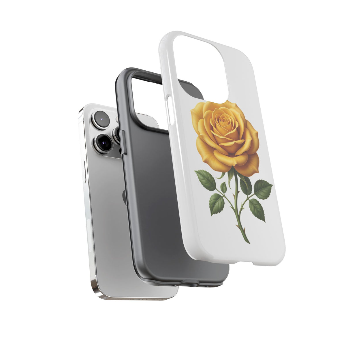 Yellow Rose Phone Case — Vintage Floral Tough Protective Cover