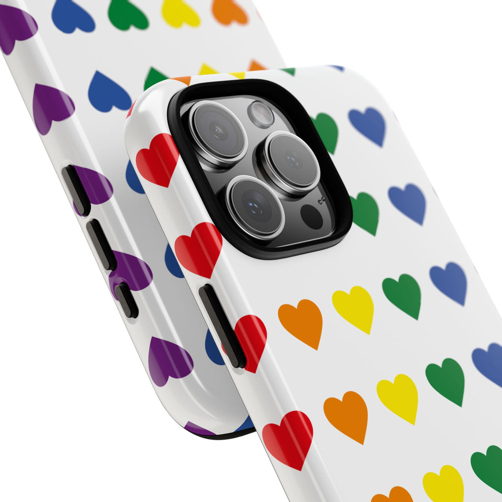 Rainbow Heart Tough Phone Case — Pride Pattern Protective Cover