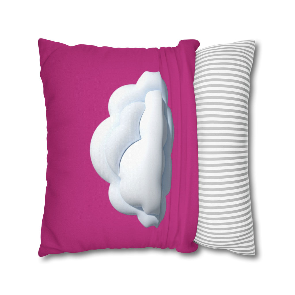 Cloud Graphic Pillowcase - Magenta Decorative Square Throw Pillow Cover