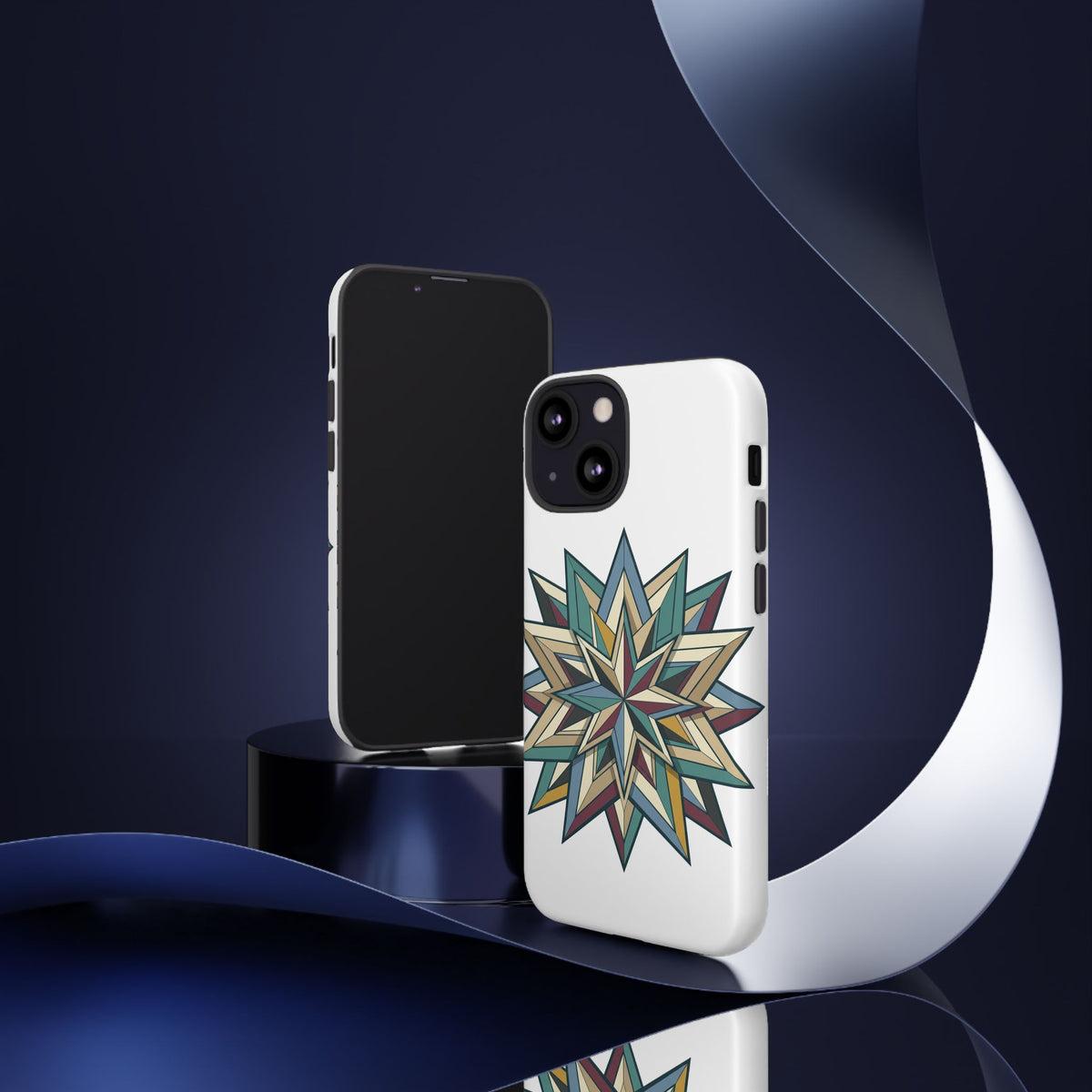 Geometric Star Phone Case — Teal & Earthtone Mandala Design