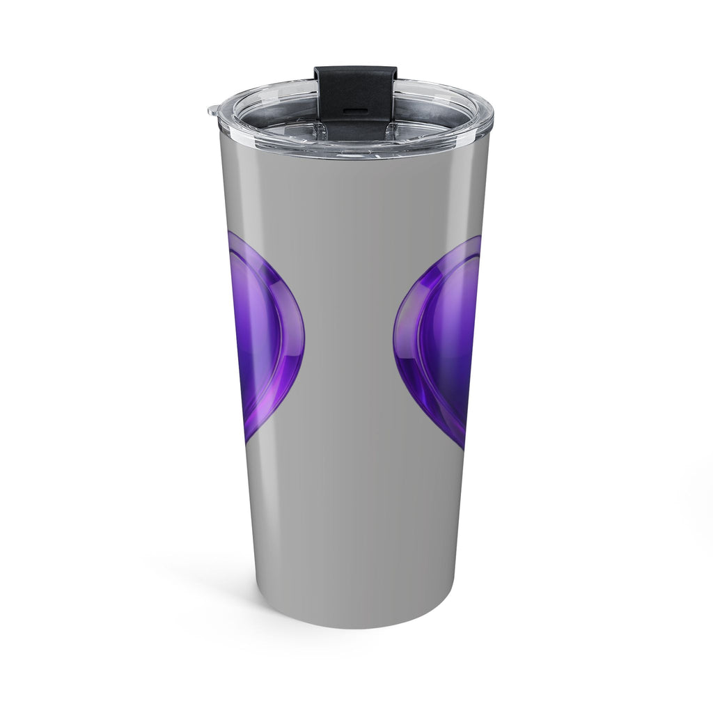 20oz Stainless Tumbler with Purple Heart Design – Insulated Travel Cup- Grey