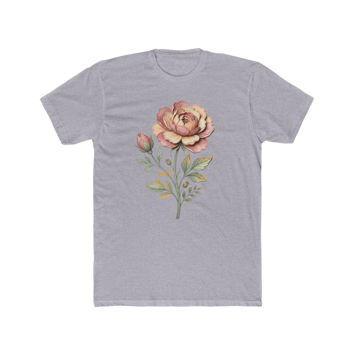 Floral Rose Crew Tee — Vintage Watercolor Peony T-Shirt