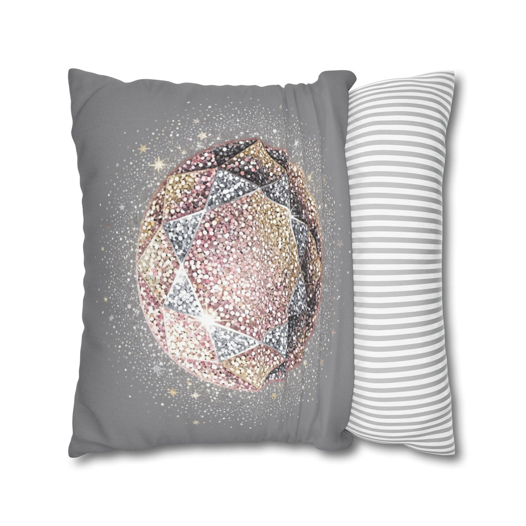 Glittery Grey Spun Polyester Square Pillowcase