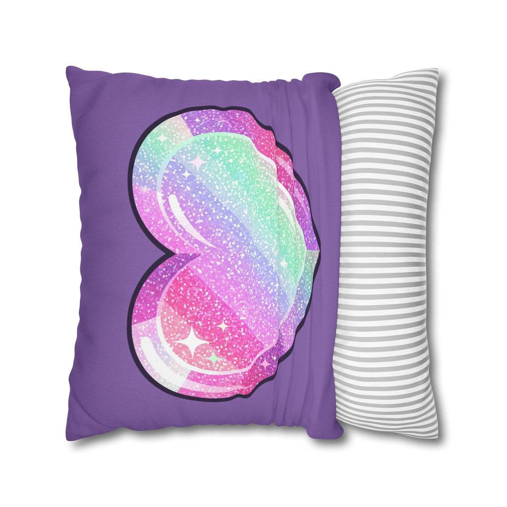 Pastel Glitter Heart Pillowcase Spun Polyester Square Pillowcase- Light Purple