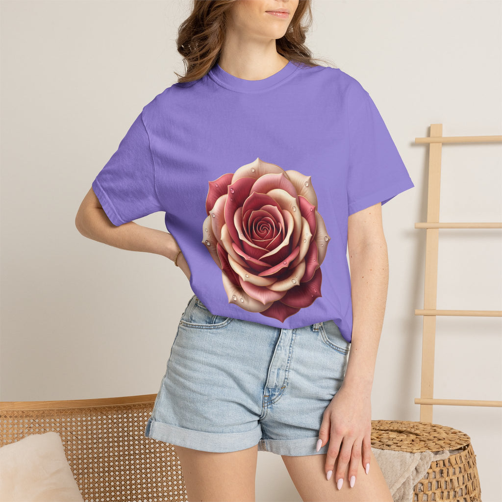 Rose Bloom Graphic T-Shirt — Realistic Pink Rose Floral Tee