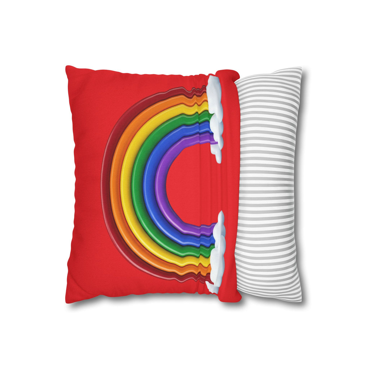 Rainbow Red Spun Polyester Square Pillowcase