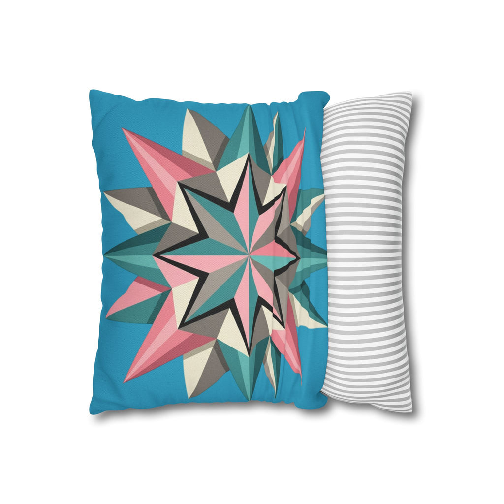 Geometric Starburst Decorative Pillowcase — Turquoise Pink Accent Cushion Cover