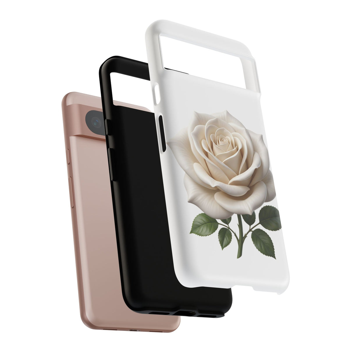 White Rose Tough Phone Case – Elegant Floral Protective Cover