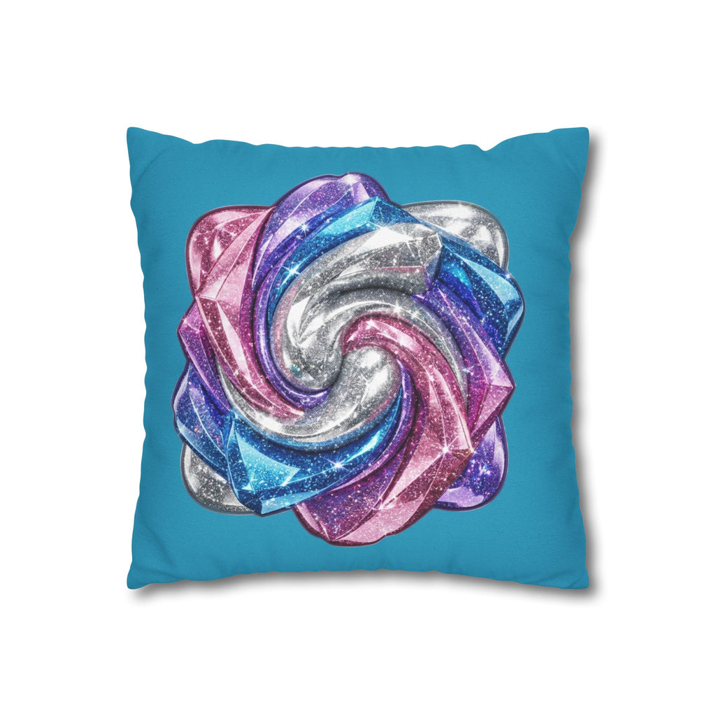 3D Glitter Design Turquoise Spun Polyester Square Pillowcase
