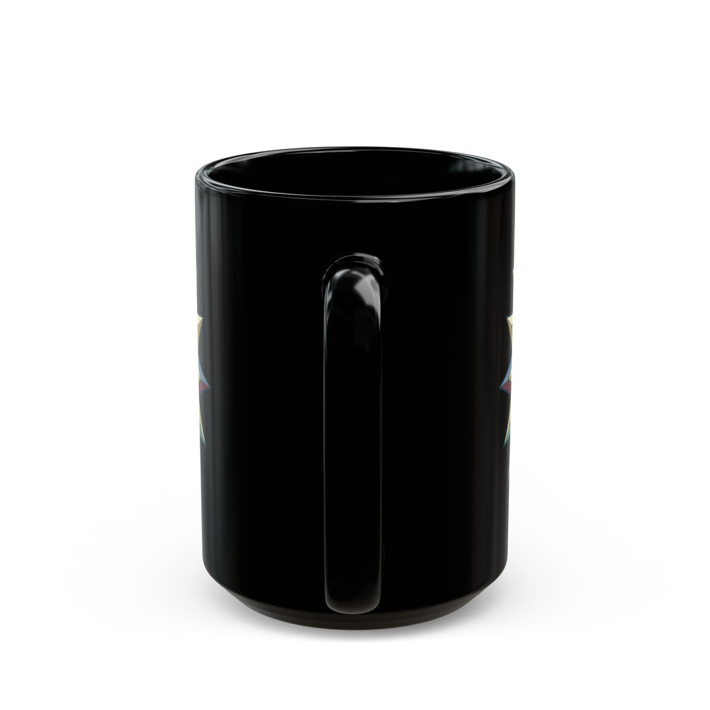 Geometric Starburst Black Ceramic Mug — 11oz & 15oz