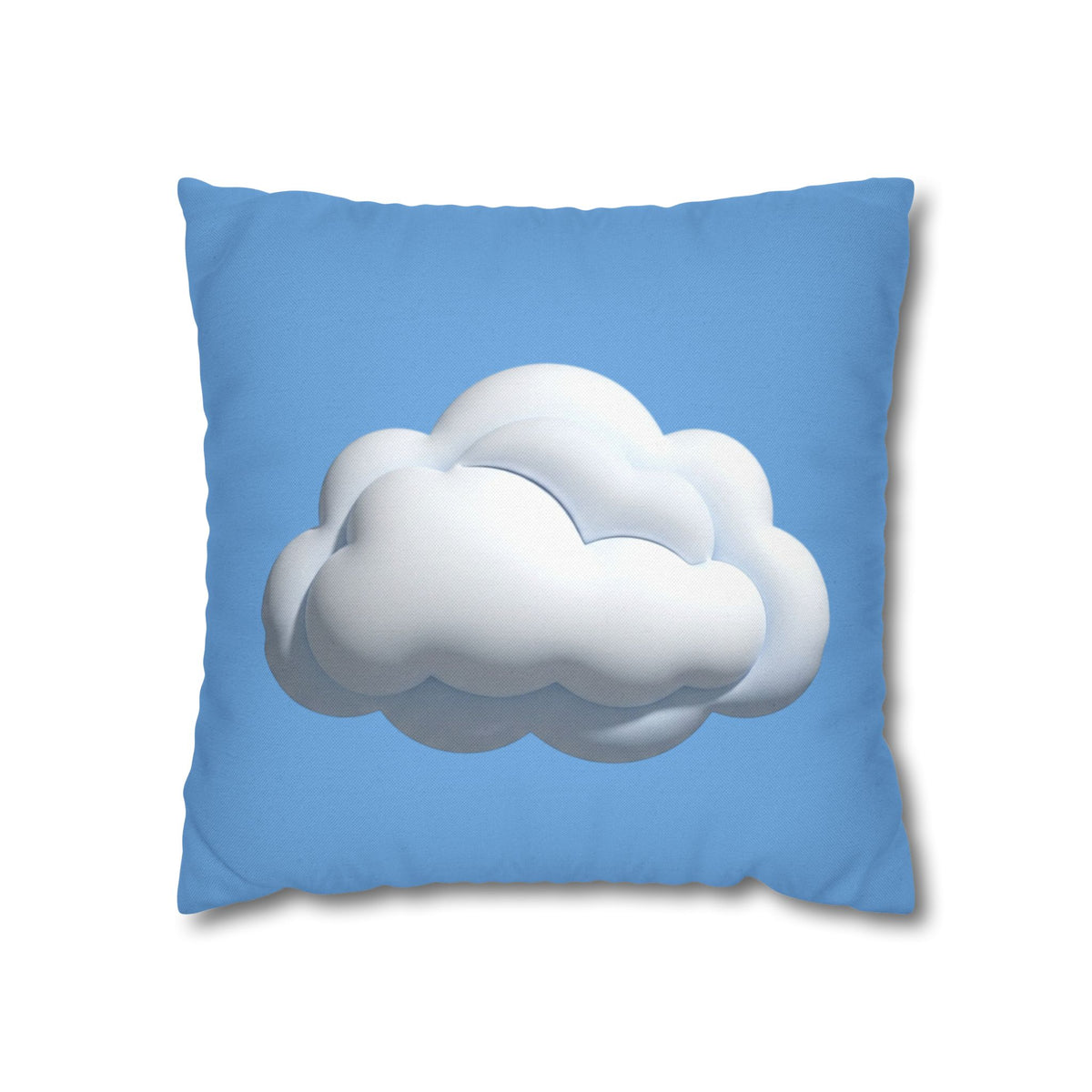 Cloud Print Square Pillowcase — Soft Light Blue Decorative Throw Pillow Cover