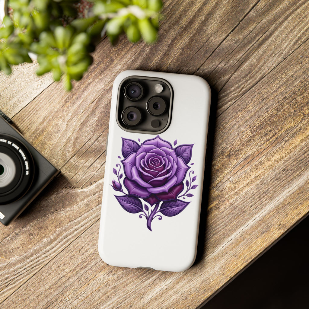 Purple Rose Tough Phone Case — Floral Protective Phone Cover