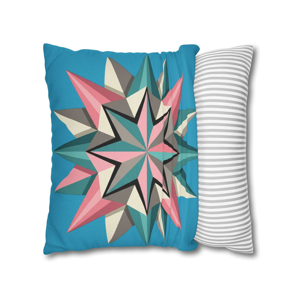 Geometric Starburst Decorative Pillowcase — Turquoise Pink Accent Cushion Cover