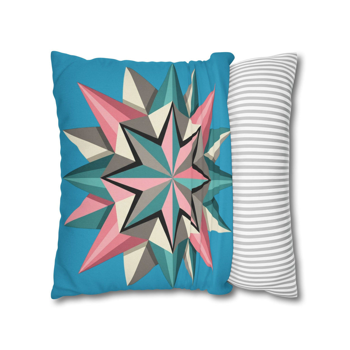 Geometric Starburst Decorative Pillowcase — Turquoise Pink Accent Cushion Cover