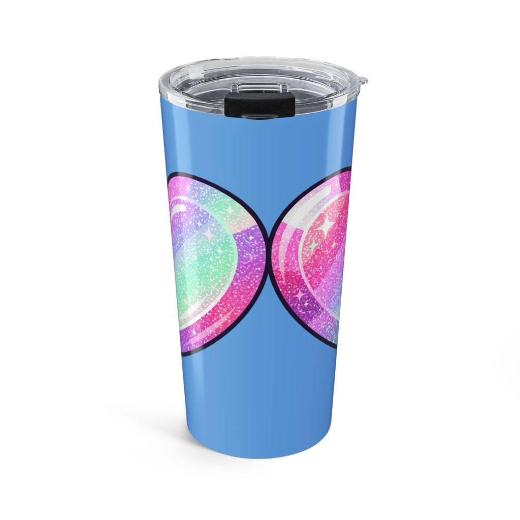 Pastel Glitter Heart Tumbler 20oz- Light Blue