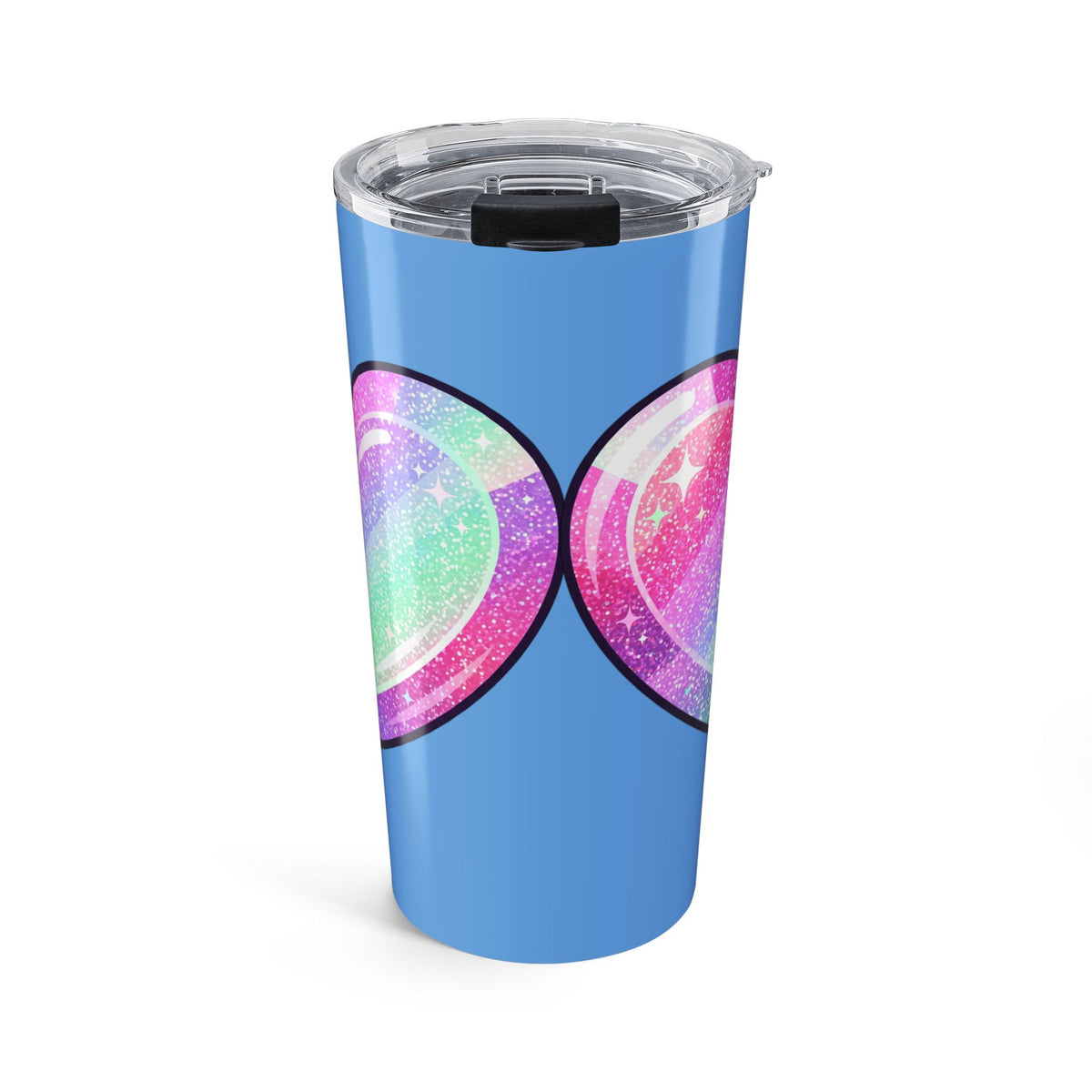Pastel Glitter Heart Tumbler 20oz- Light Blue