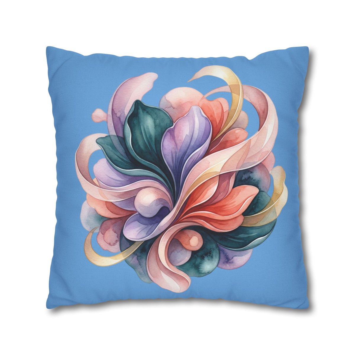 Floral Swirl Pillowcase — Colorful Abstract Blossom Throw Pillow