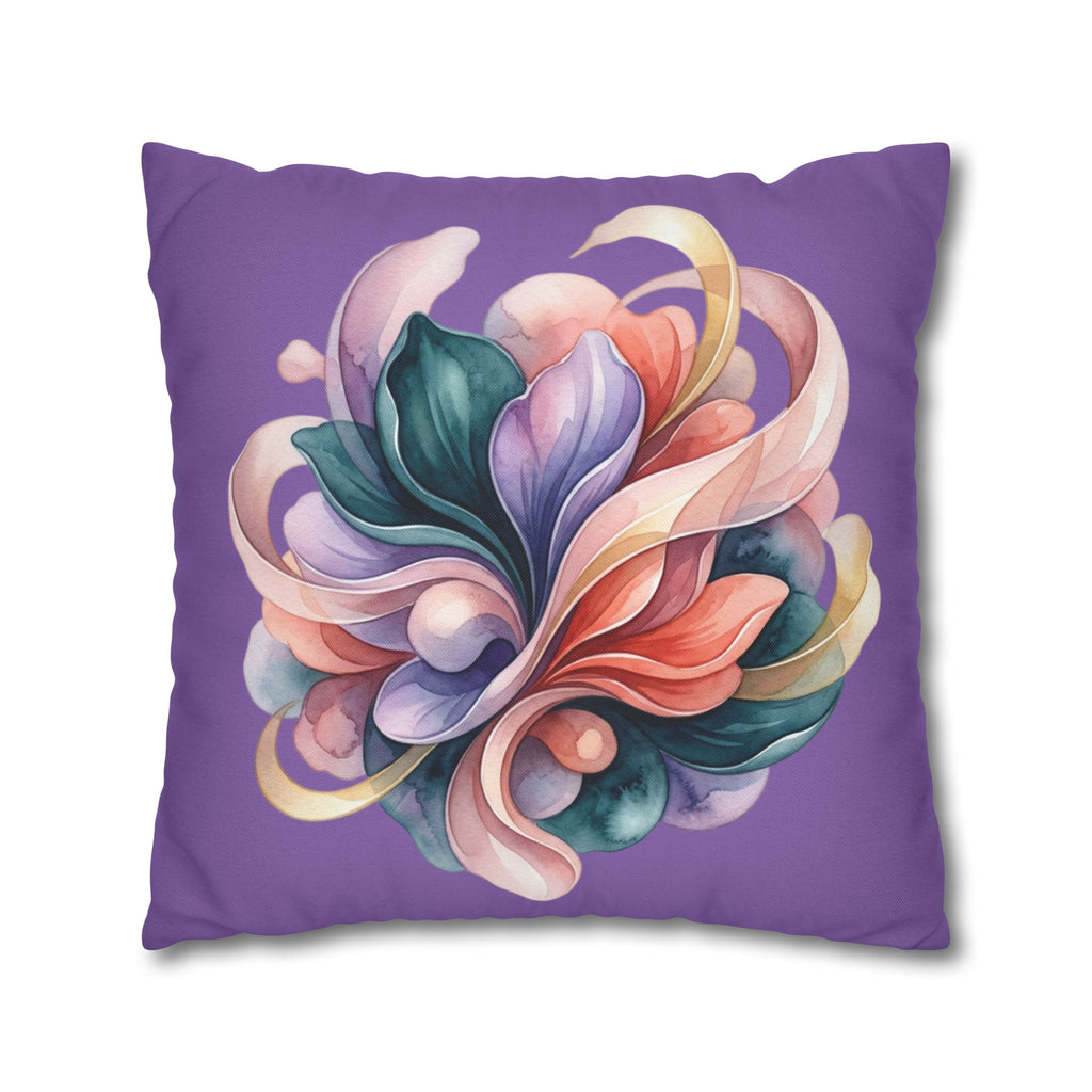 Floral Swirl Decorative Pillowcase — Purple Abstract Bloom Accent