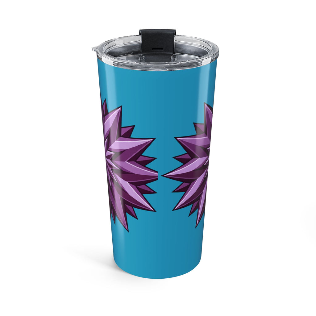 20oz Insulated Tumbler — Blue with Purple Starburst Floral Design- Turquoise