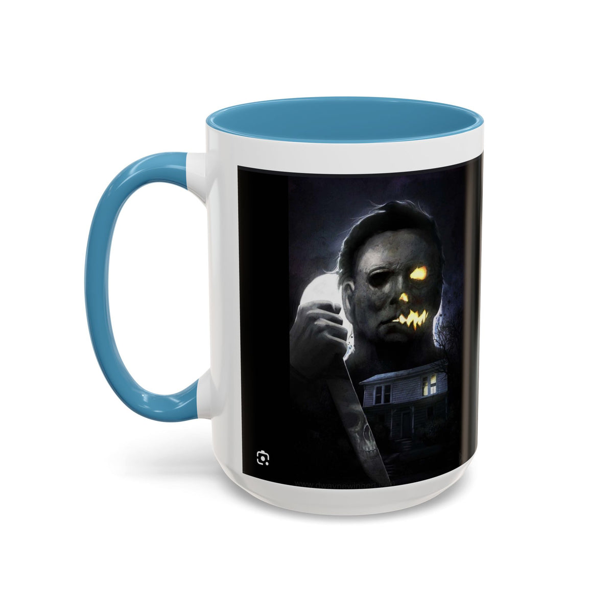Halloween Michael Myers Accent Coffee Mug — Spooky Horror Movie Jack-O'-Lantern Face (11/15oz)