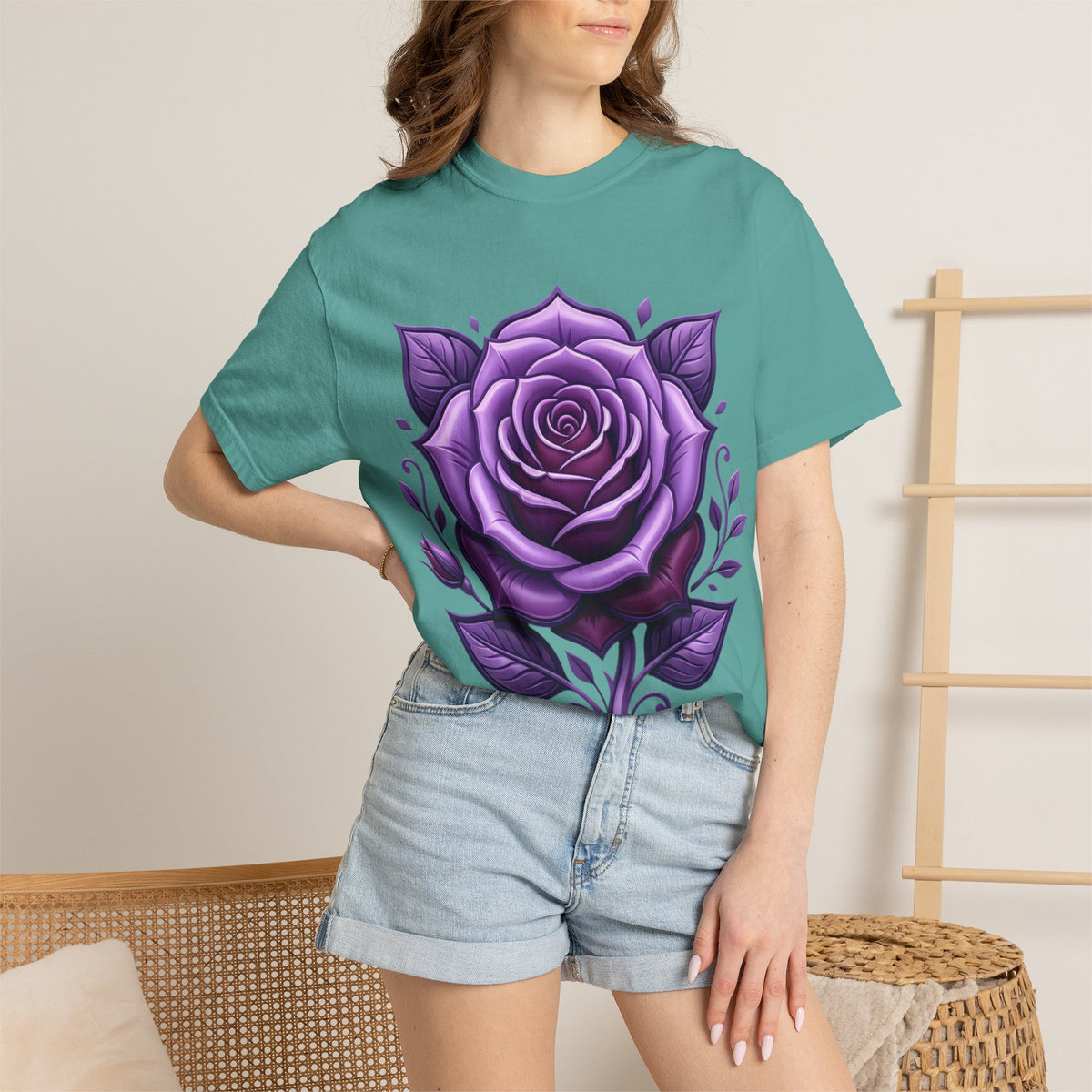 Purple Rose Graphic T-Shirt