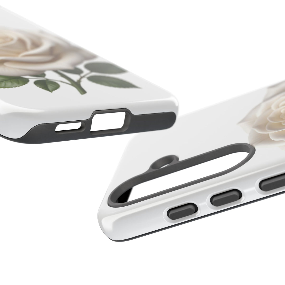 White Rose Tough Phone Case – Elegant Floral Protective Cover
