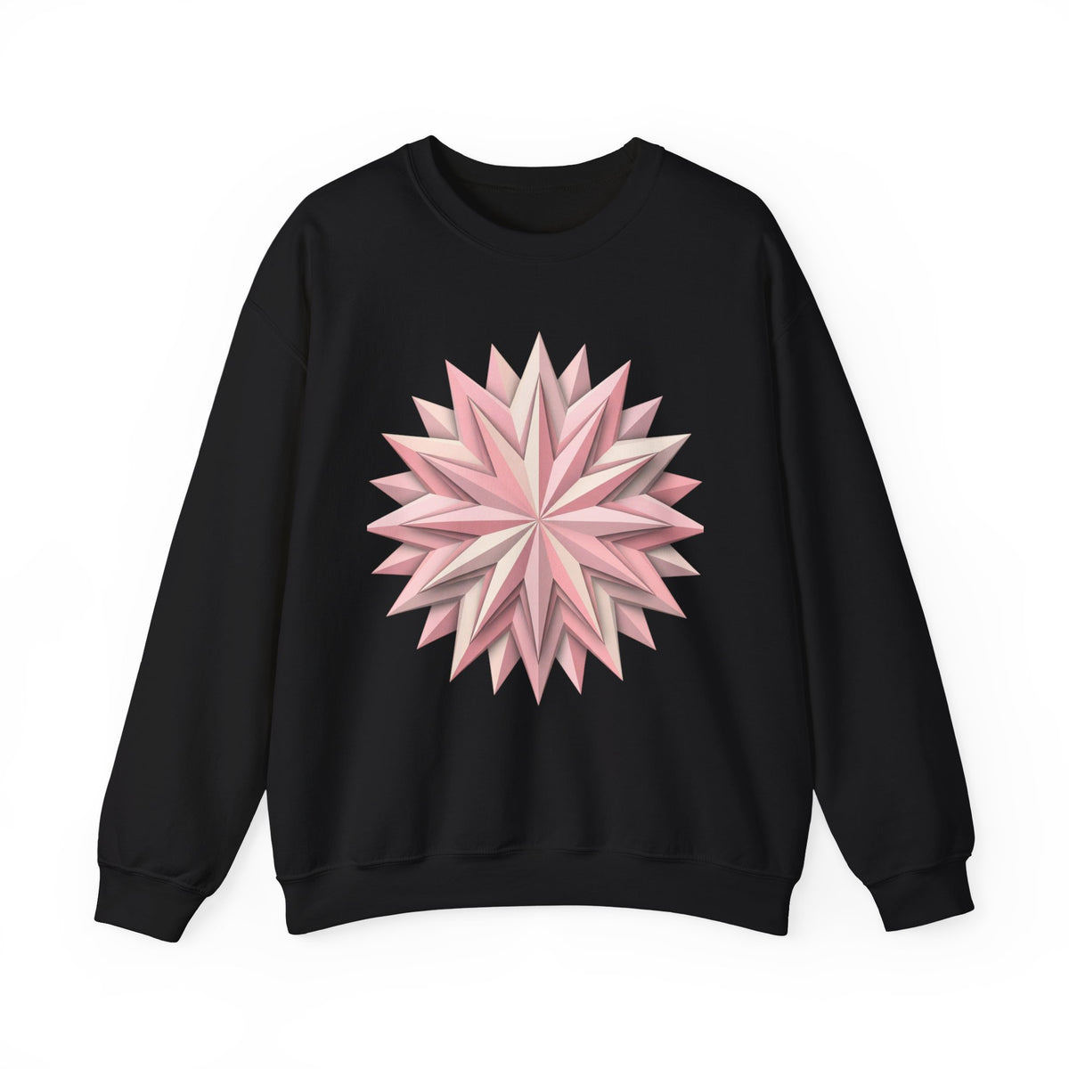 Starburst Polygon Crewneck Sweatshirt — Pink Geometric Floral Graphic