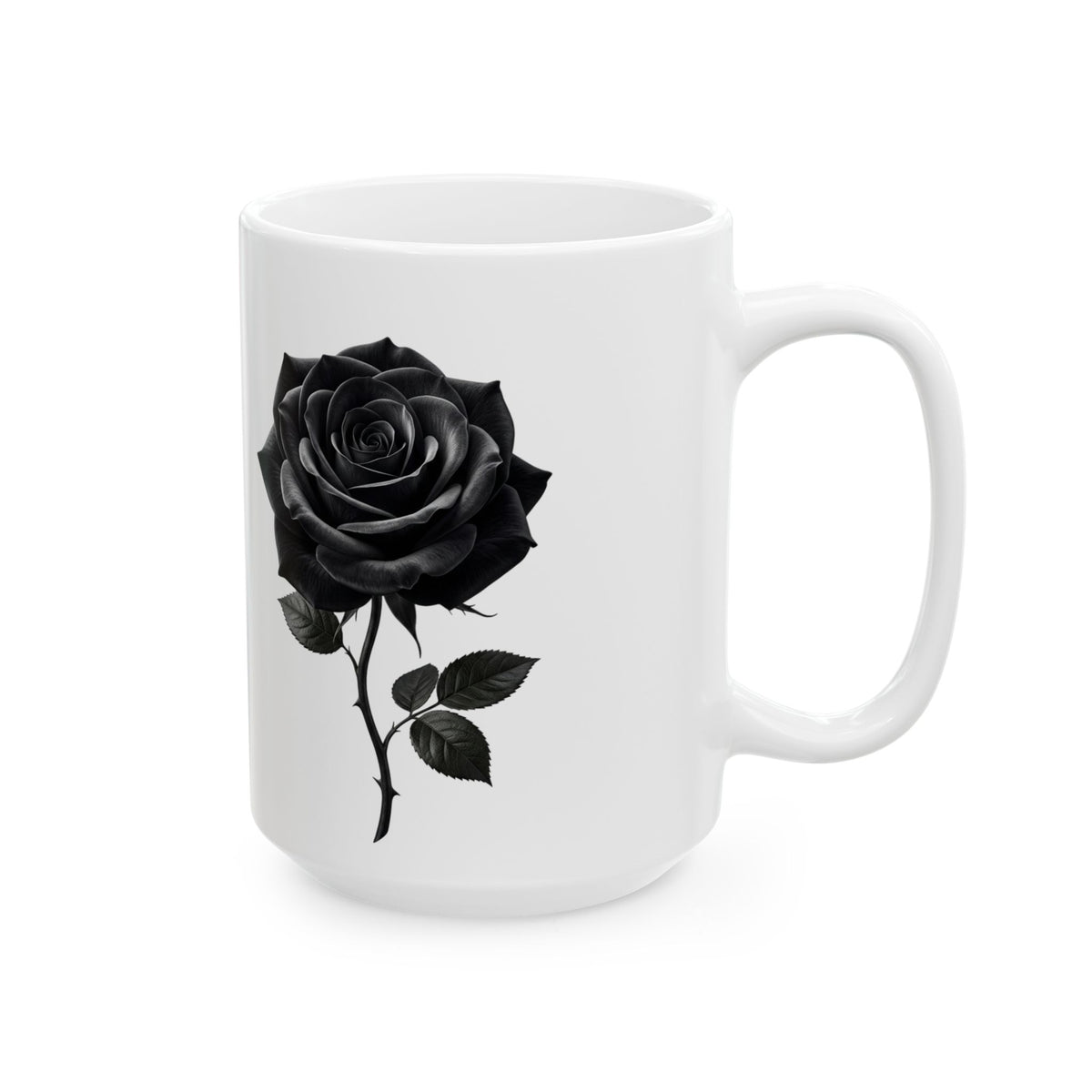 Black Rose Ceramic Mug, (11oz, 15oz)
