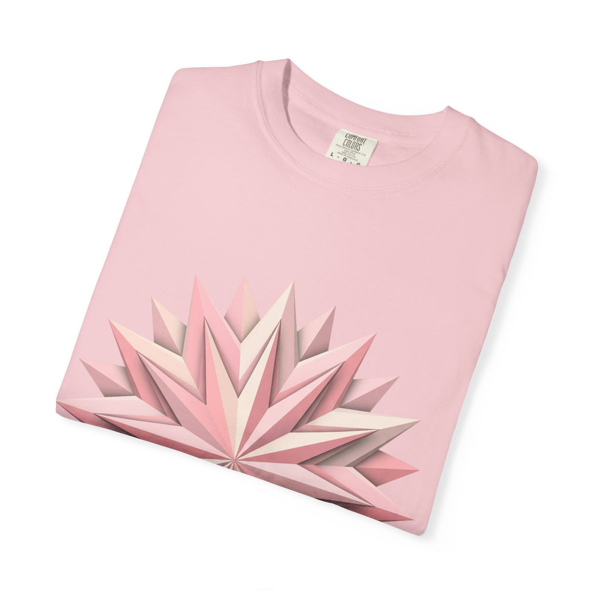 Geometric Rose Star T-Shirt — Pink 3D Origami Floral Tee
