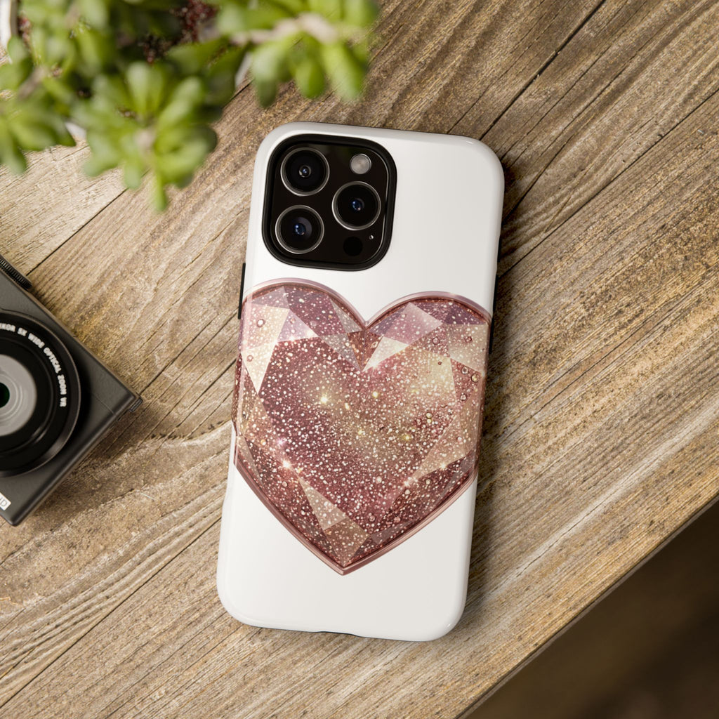 Rose Gold Glitter Crystal Heart Phone Case