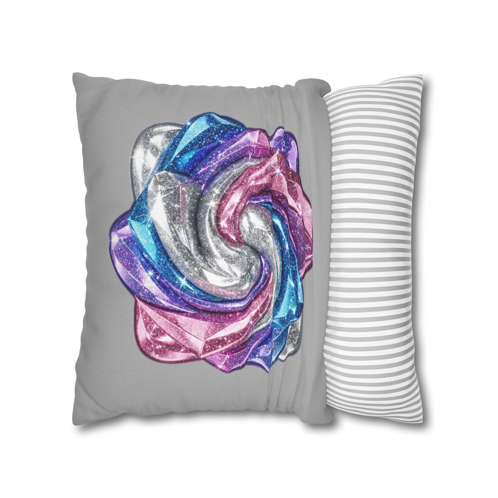 3D Glitter Design Light Grey Spun Polyester Square Pillowcase
