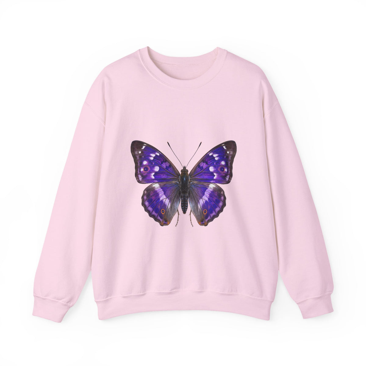 Purple Butterfly Crewneck Sweatshirt — Vibrant Nature Graphic Pullover