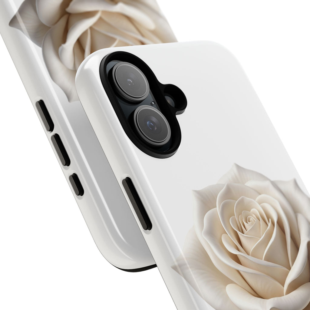 White Rose Tough Phone Case – Elegant Floral Protective Cover