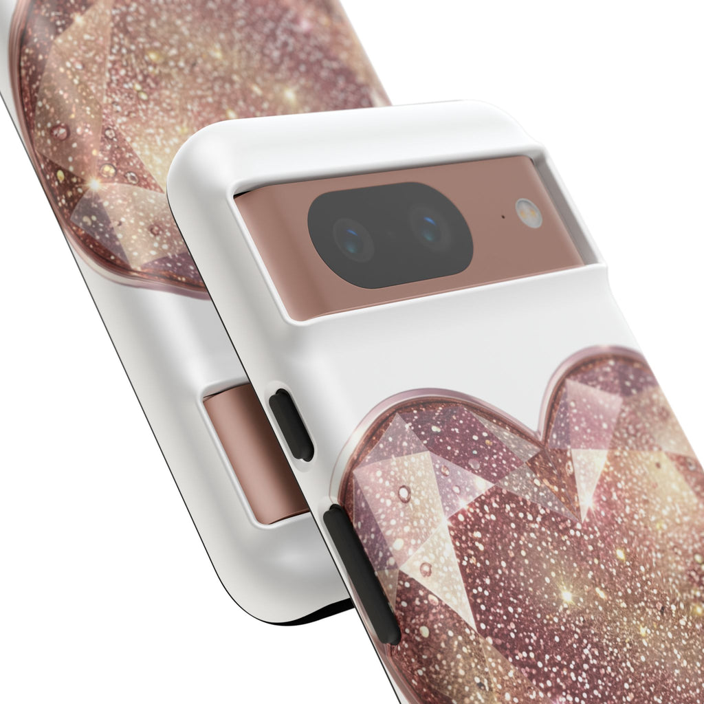 Rose Gold Glitter Crystal Heart Phone Case