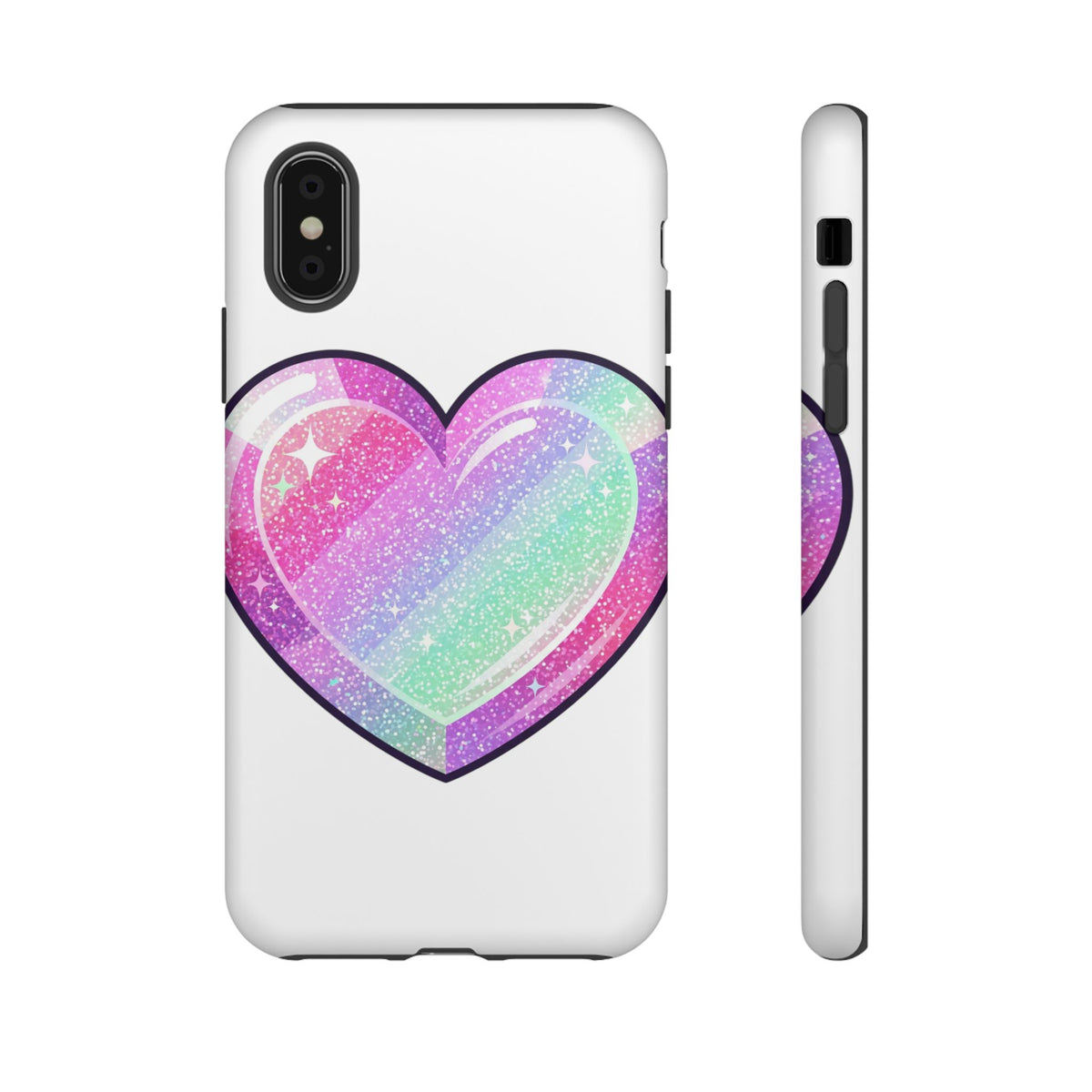 Pastel Glitter Heart Tough Phone Case — Cute Protective Phone Cover