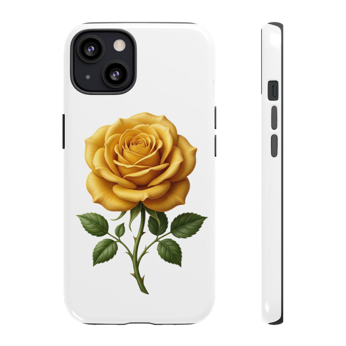Yellow Rose Phone Case — Vintage Floral Tough Protective Cover
