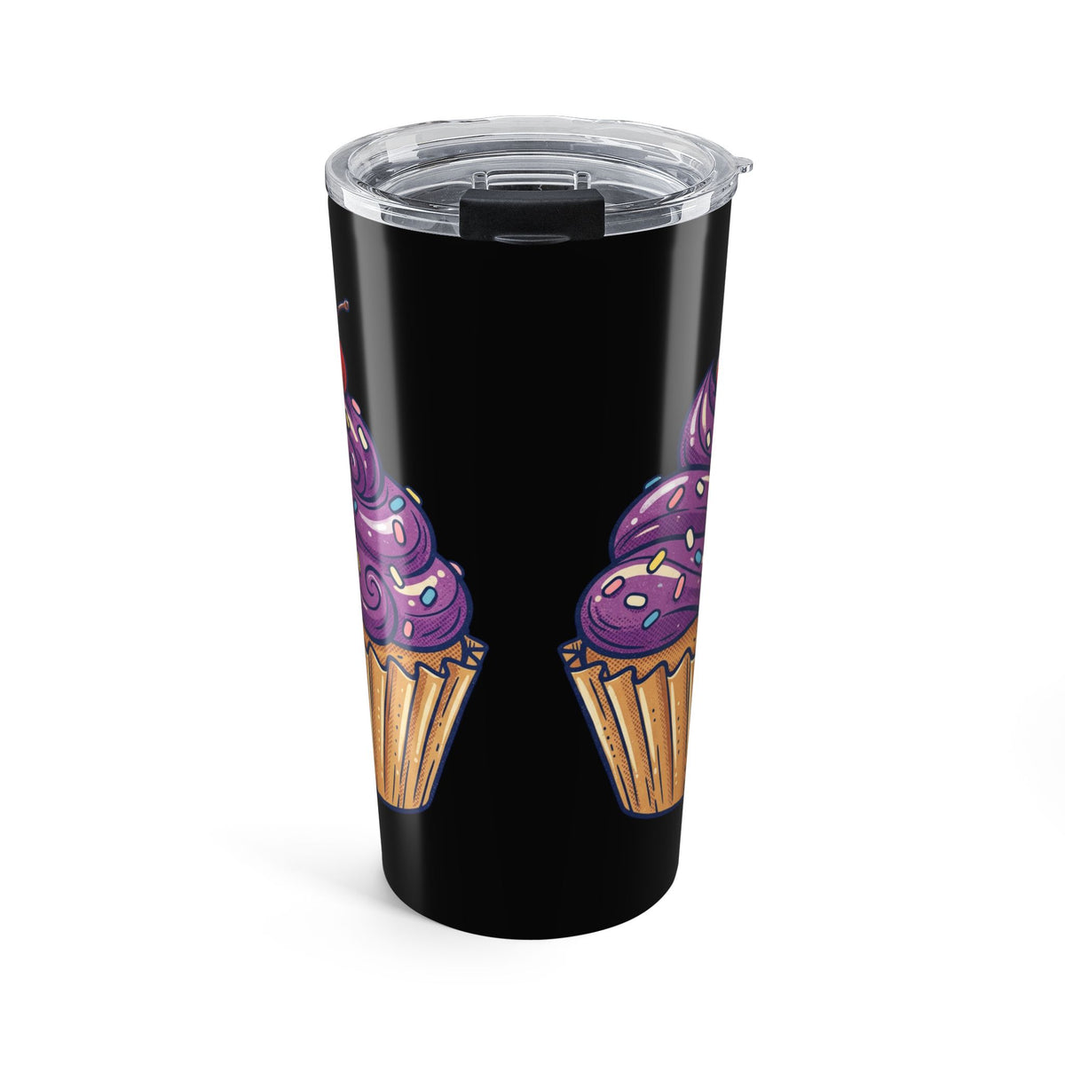 20oz Purple Cupcake Travel Tumbler Black – Insulated Coffee & Tea Cup