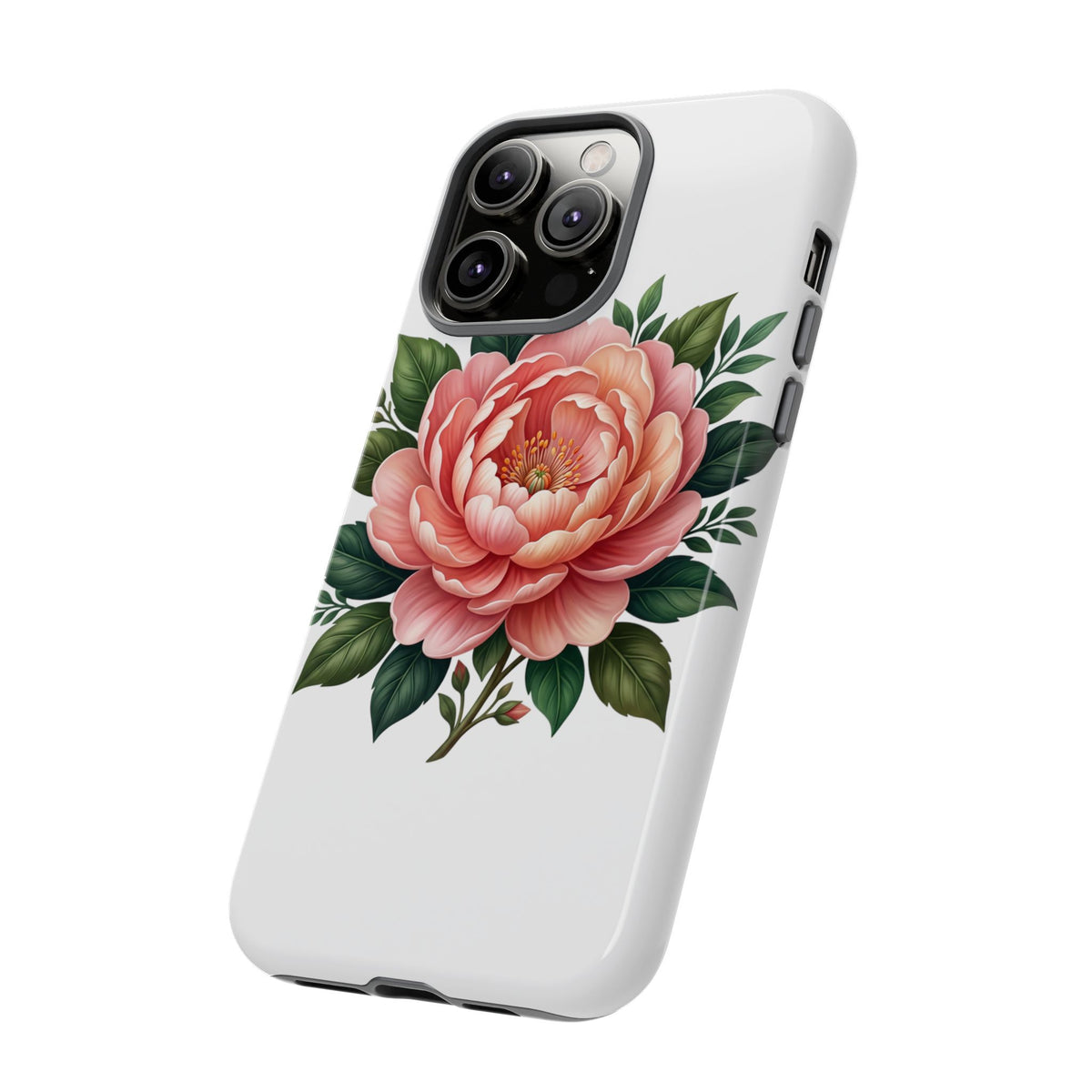 Floral Peony Tough Phone Case — Protective Botanical iPhone Cover