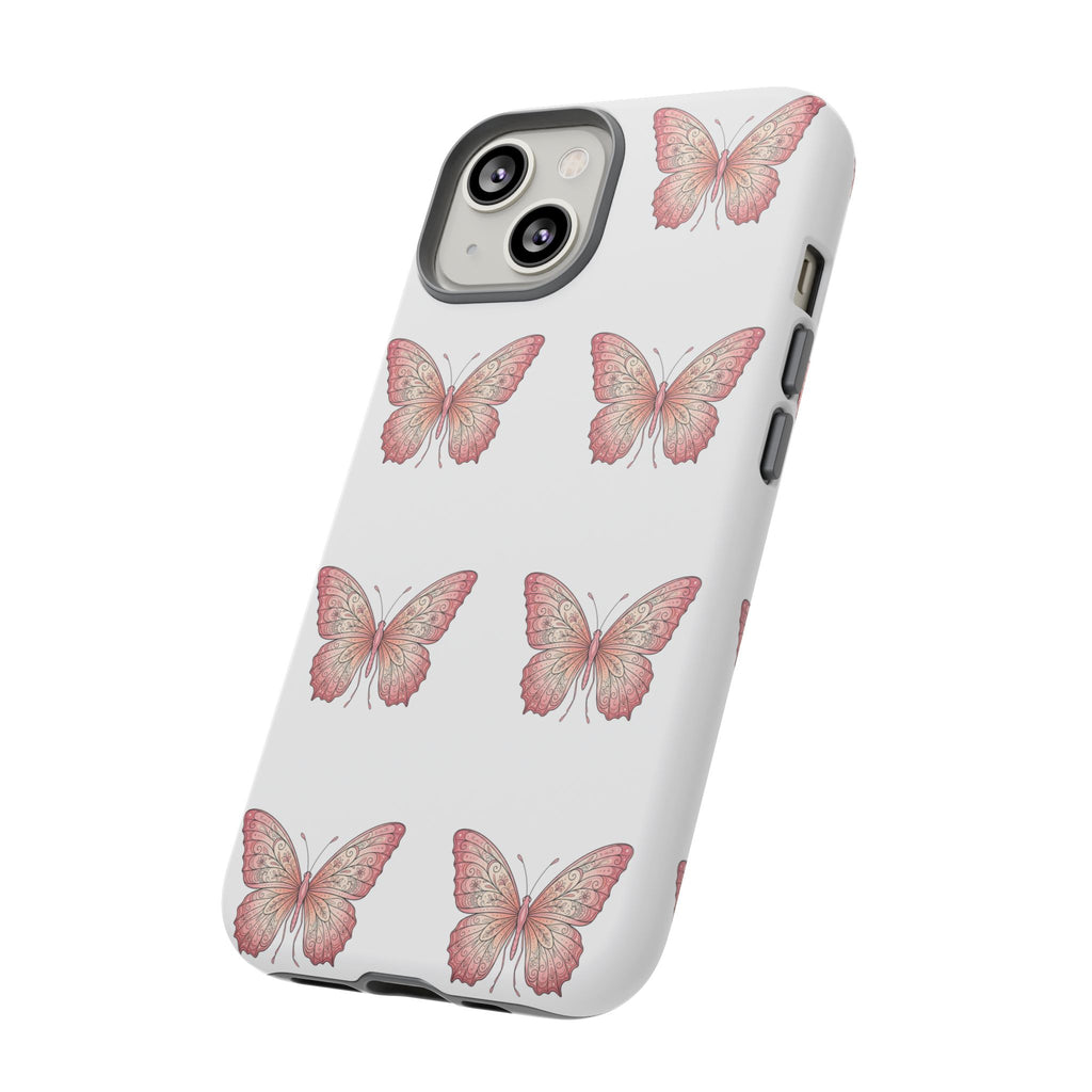 Pink Butterfly Tough Phone Case — Floral Pattern Protective Cover