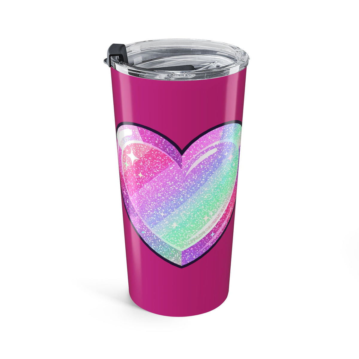 Pastel Glitter Heart Tumbler 20oz- Magenta