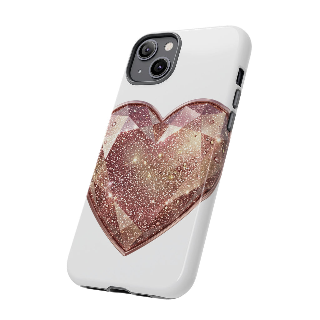 Rose Gold Glitter Crystal Heart Phone Case