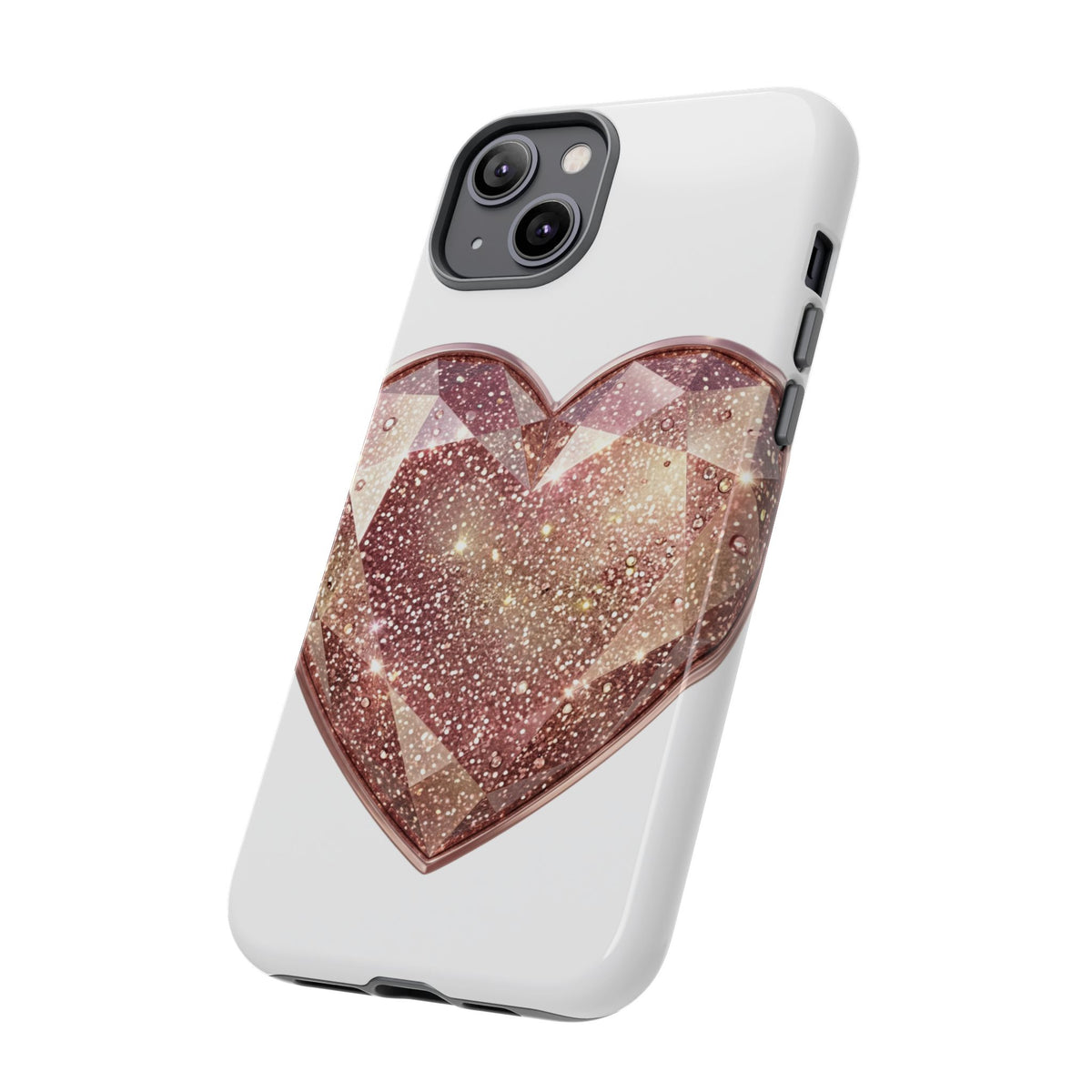 Rose Gold Glitter Crystal Heart Phone Case