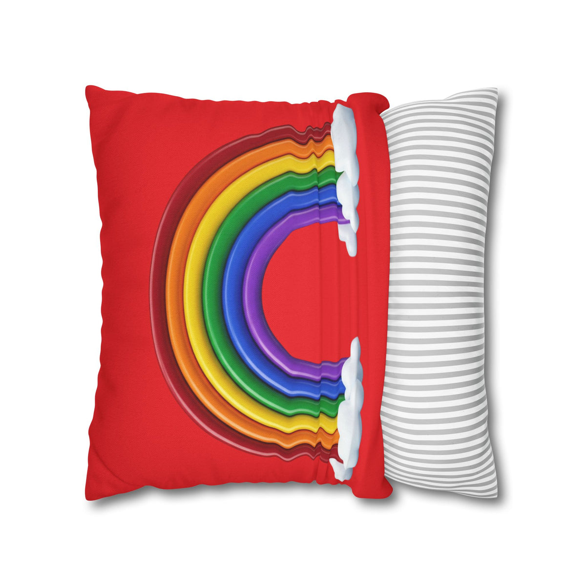 Rainbow Red Spun Polyester Square Pillowcase
