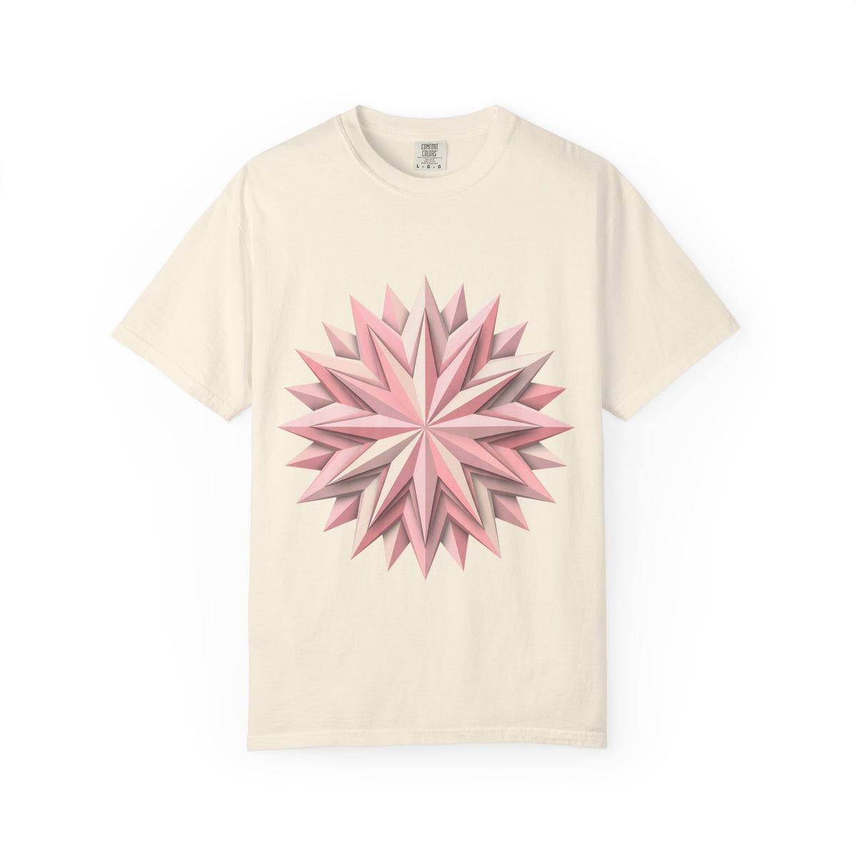 Geometric Rose Star T-Shirt — Pink 3D Origami Floral Tee